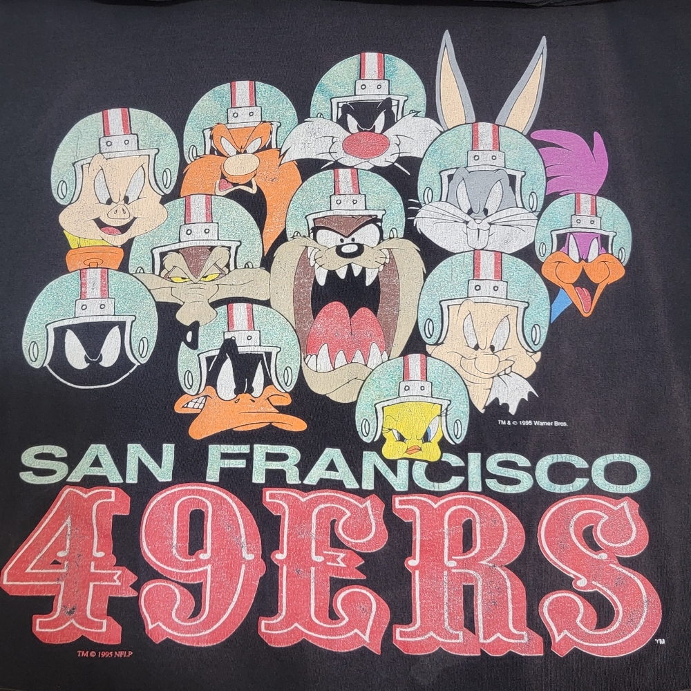 VTG Looney Tunes Crew 49ERS NFLP / Warner Bros Rare Original Shirt Men's XL READ